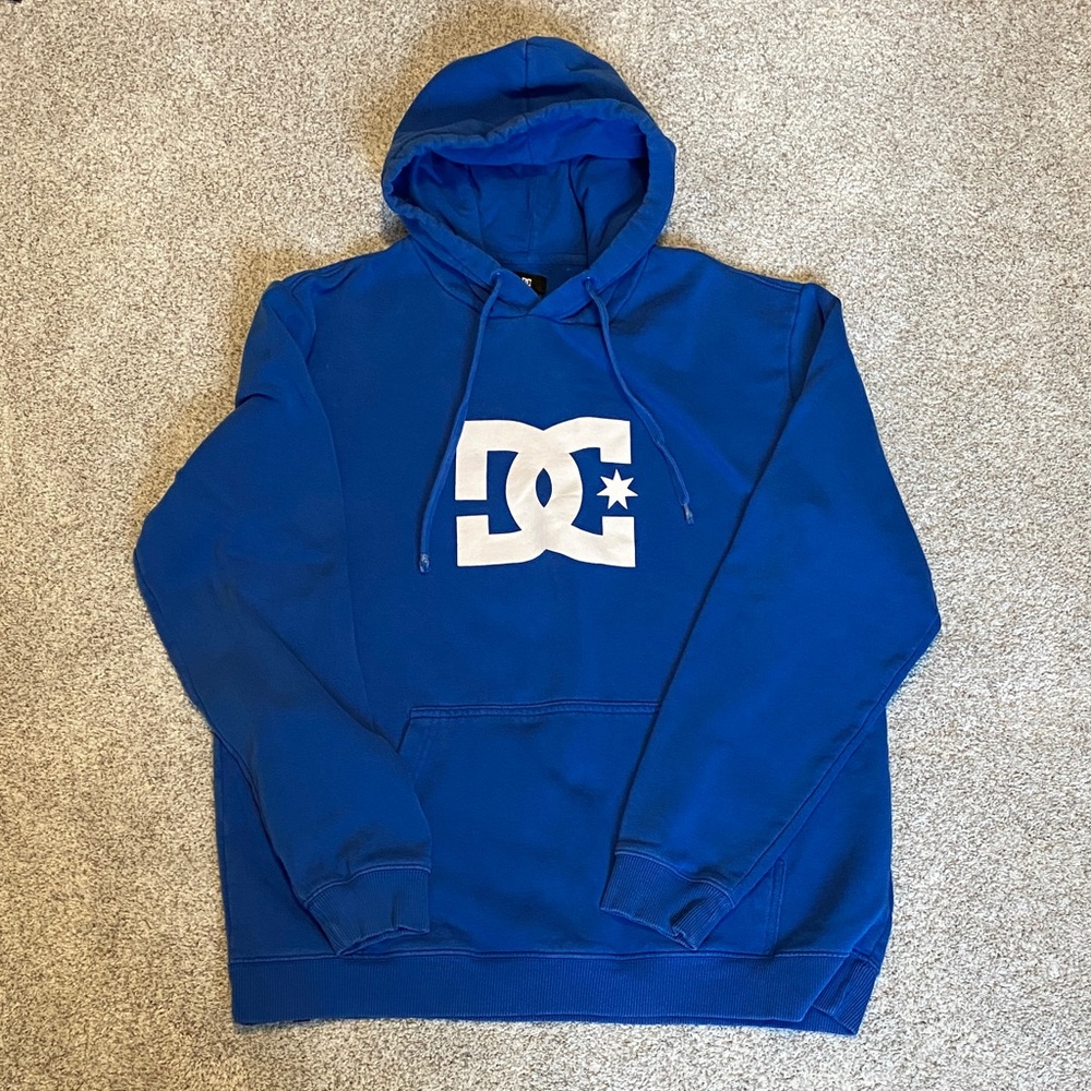 DC Men's Royal Blue Pullover Hoodie with White Logo XXL